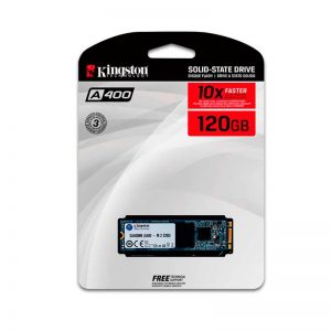 Unidad en estado solido Kingston A400 M8, 120GB, M.2, 2280. Velocidad de escritura 320 MB/s, velocidad de lectura 500 MB/s