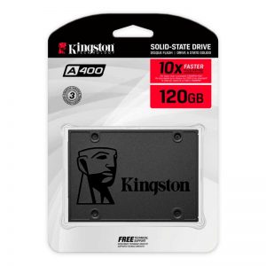 Unidad de Estado Solido Kingston A400, 120GB, SATA 6Gb/s, 2.5", 7mm, TLC. Velocidad de escritura 320 MB/s