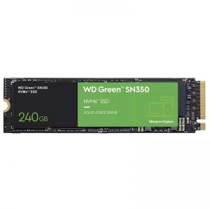 Unidad de estado solido Western Digital Green SN350, 240GB, NVMe, M.2 2280, PCIe Gen3 Velocidad de lectura 2400 Mbps, velocidad de escritura 900 Mbps.